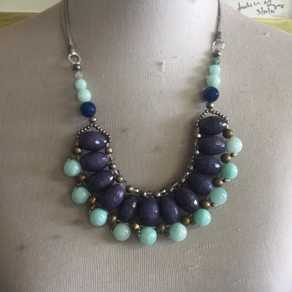 💚 Statement necklace adjustable glass beads